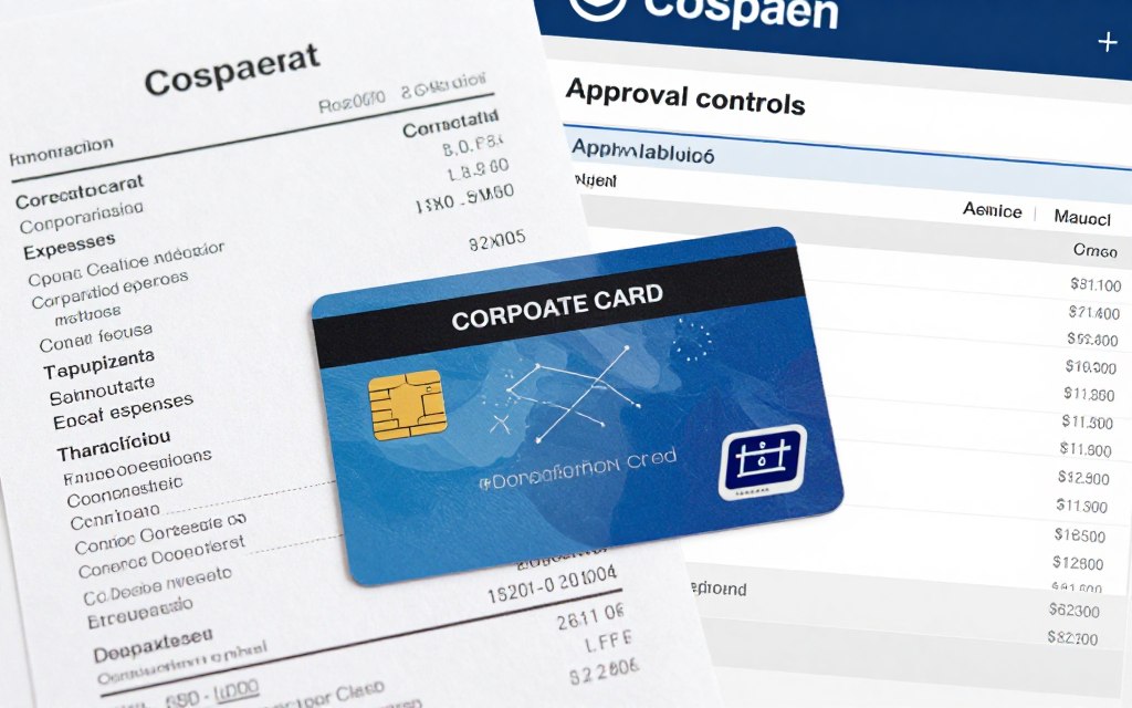 AI expense management workflow with corporate card transactions and approval controls