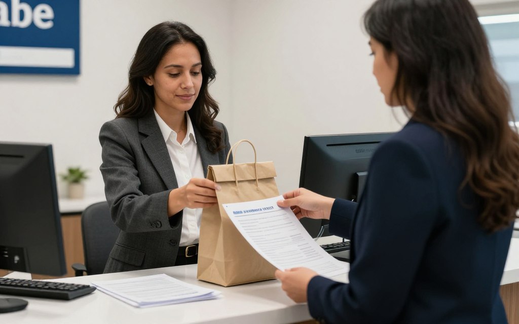 Business owner making a cash deposit at a bank branch