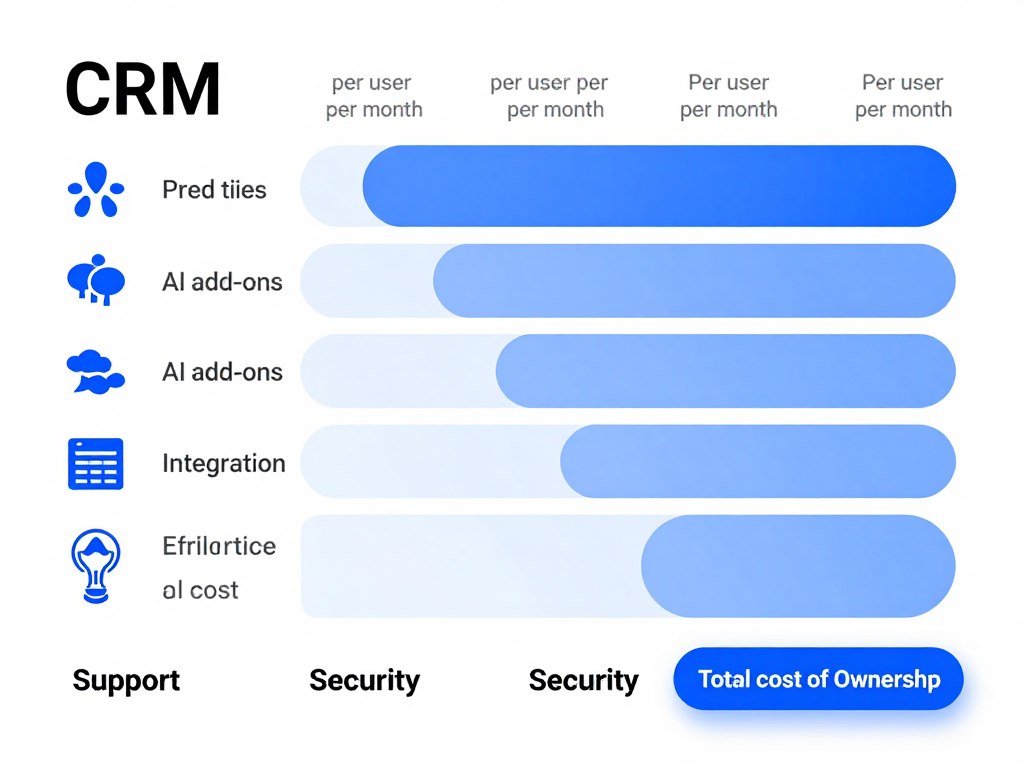 CRM pricing comparison with per user month and enterprise cost factors