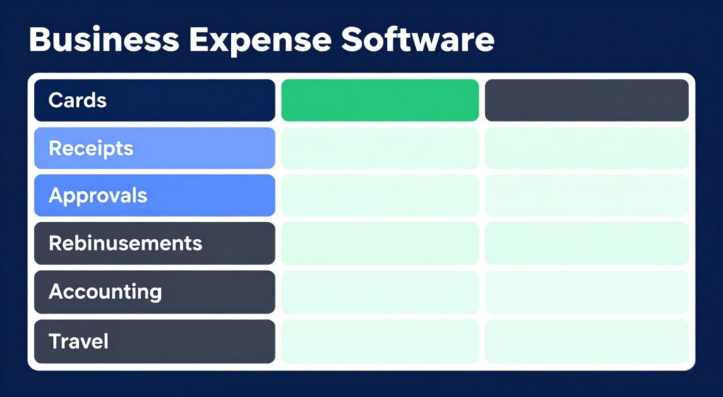 Comparison table for business expense software features