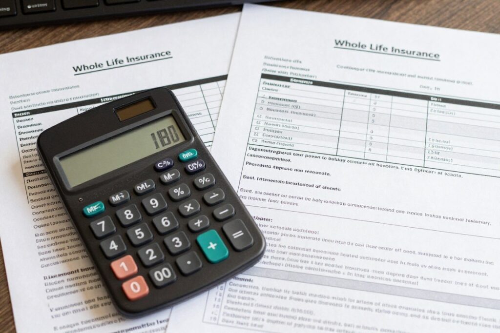 Consumer reviewing whole life insurance cost and cash value illustration