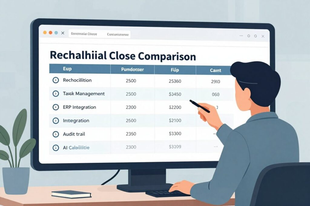 Financial close software comparison table for controllers and CFOs
