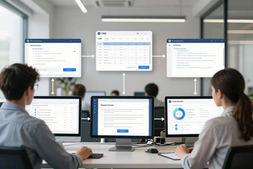 Gumloop-style AI agent workflow connecting research CRM and business tools