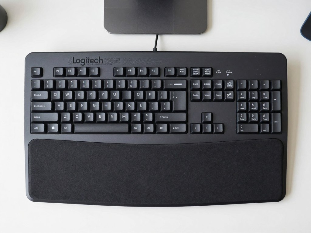 Logitech Ergo K860 curved keyboard from above