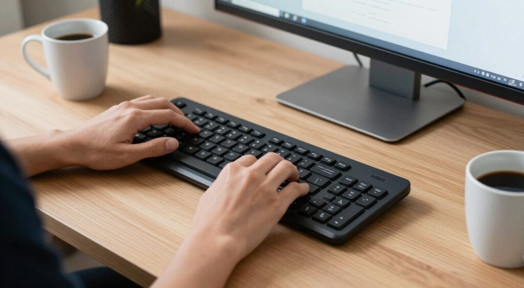 Logitech Ergo K860 used by a remote professional