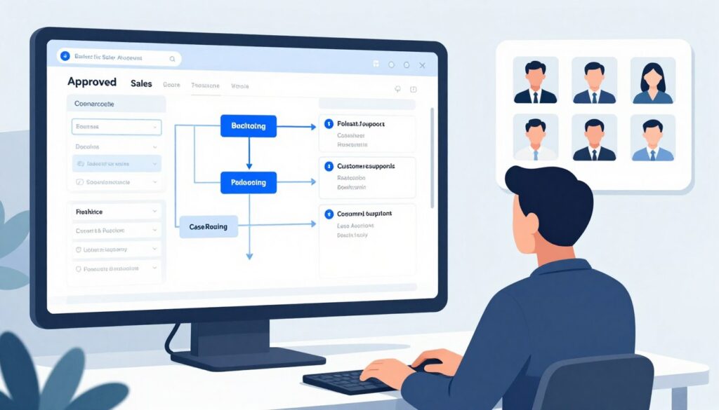 Salesforce CRM agent handling approved sales and support workflows