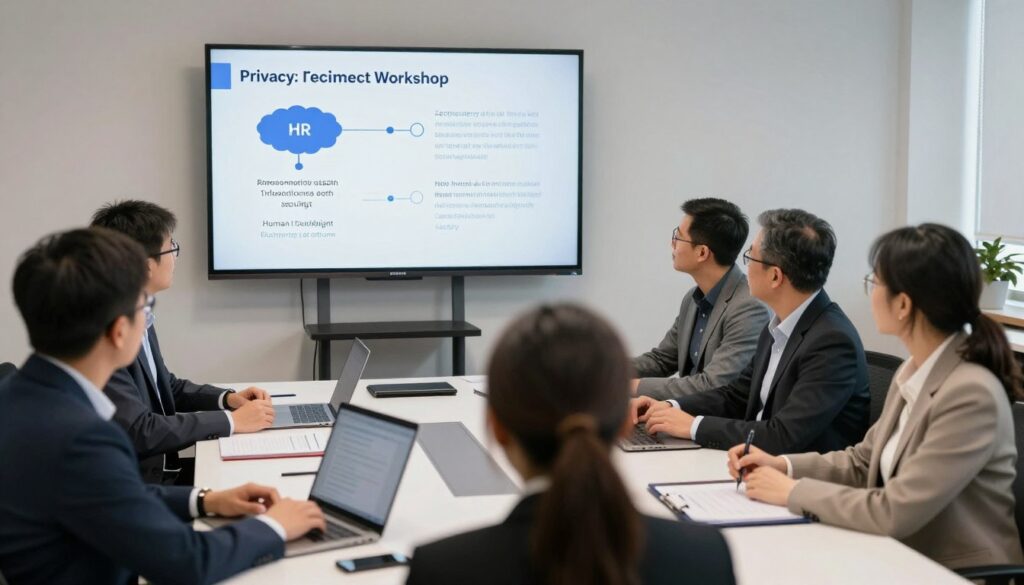 US HR implementation team reviewing AI recruitment compliance controls