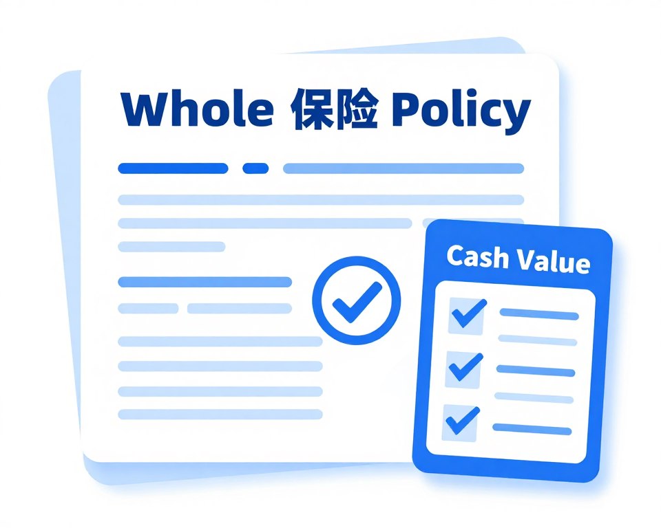 Whole life insurance policy showing death benefit and cash value concepts