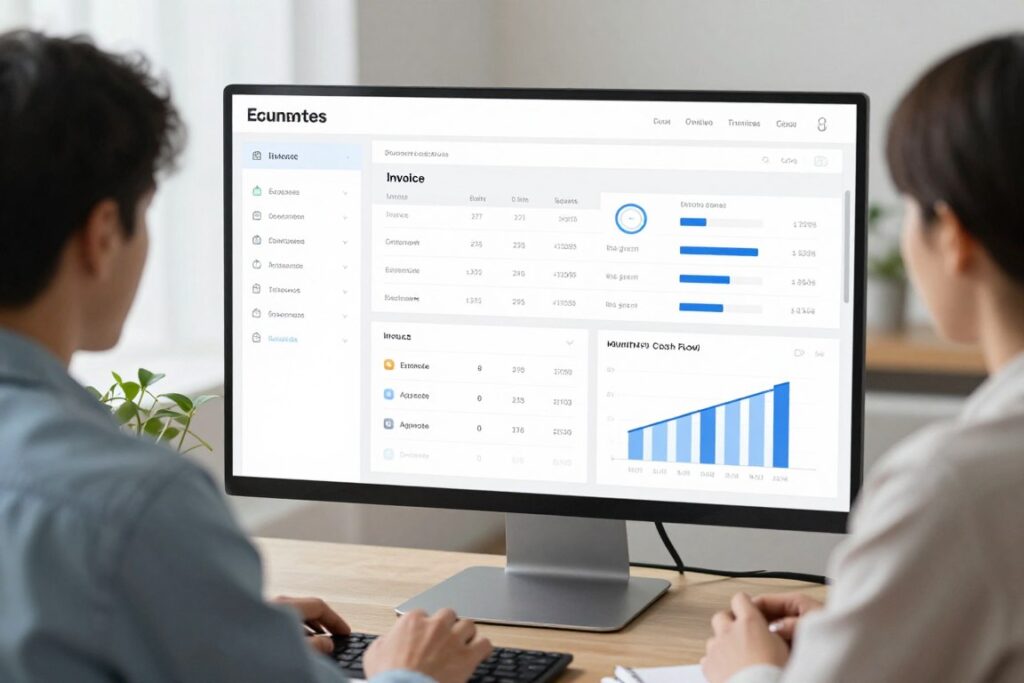 Xero style cloud accounting dashboard showing expenses and bank reconciliation