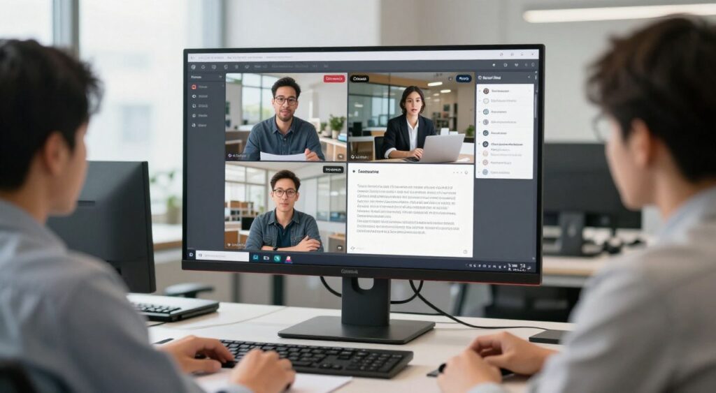 business team reviewing an AI video project in Vimeo