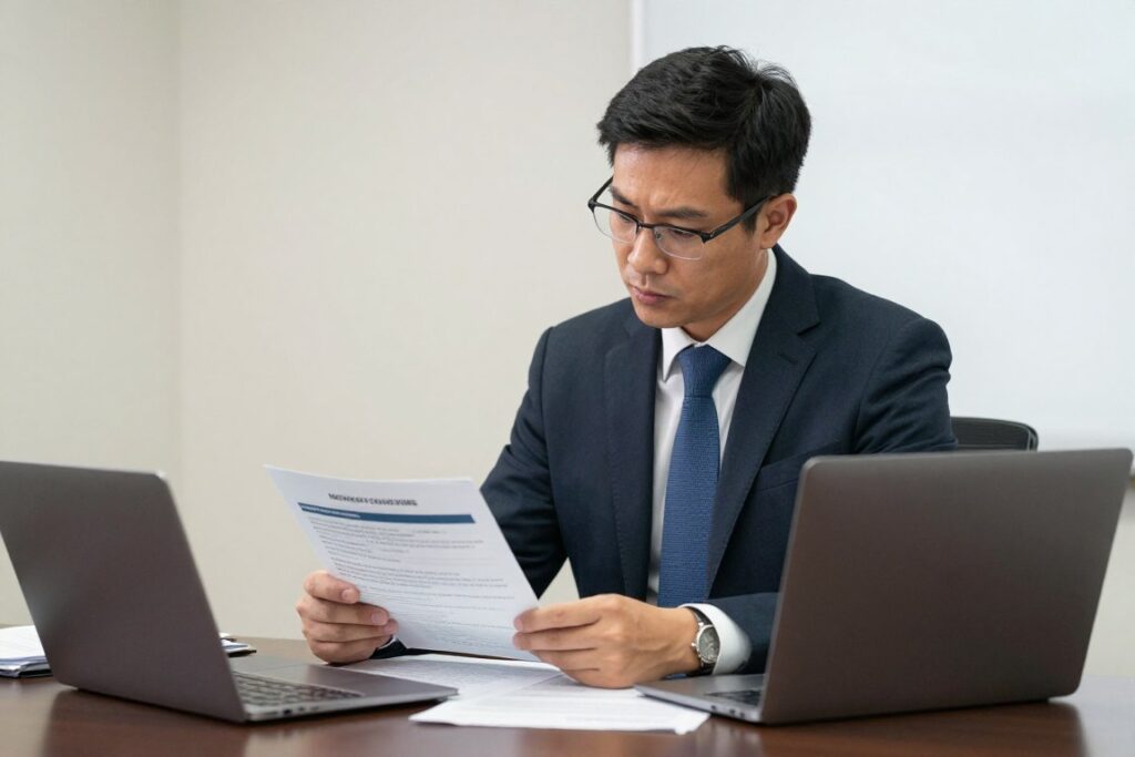 editor reviewing life insurance company research