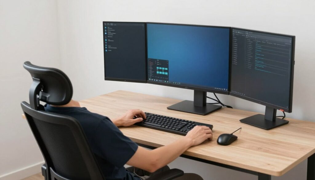 remote workstation set up for neutral typing posture