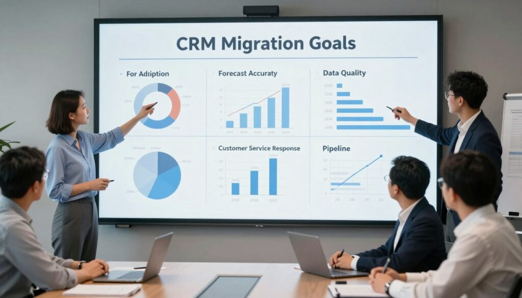 sales operations leaders defining CRM migration goals and metrics